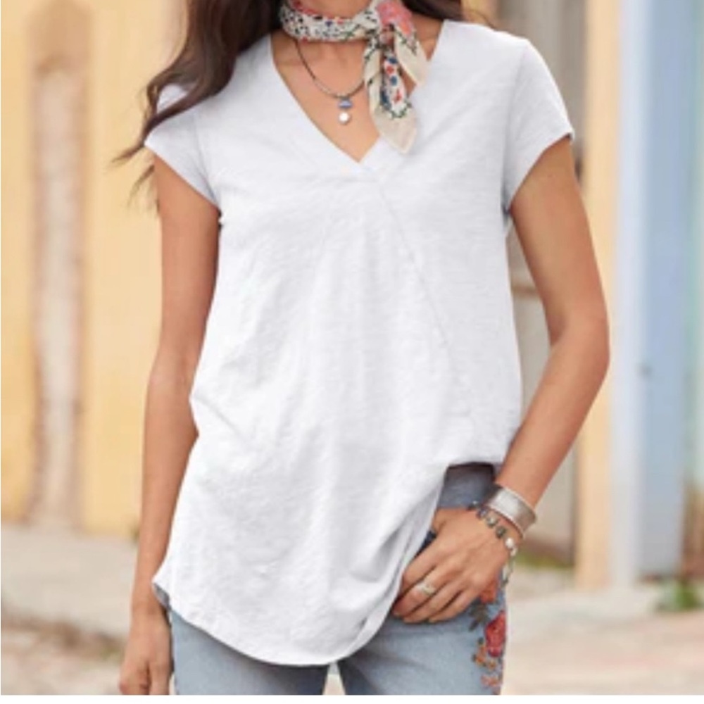 Mododoc White V-Neck size L - Picture 2 of 4
